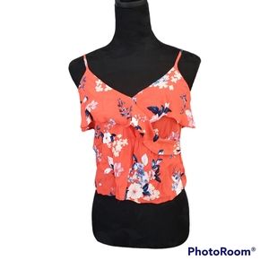 Cupcakes & Cashmere Tank Top, Orange Floral, Women's S